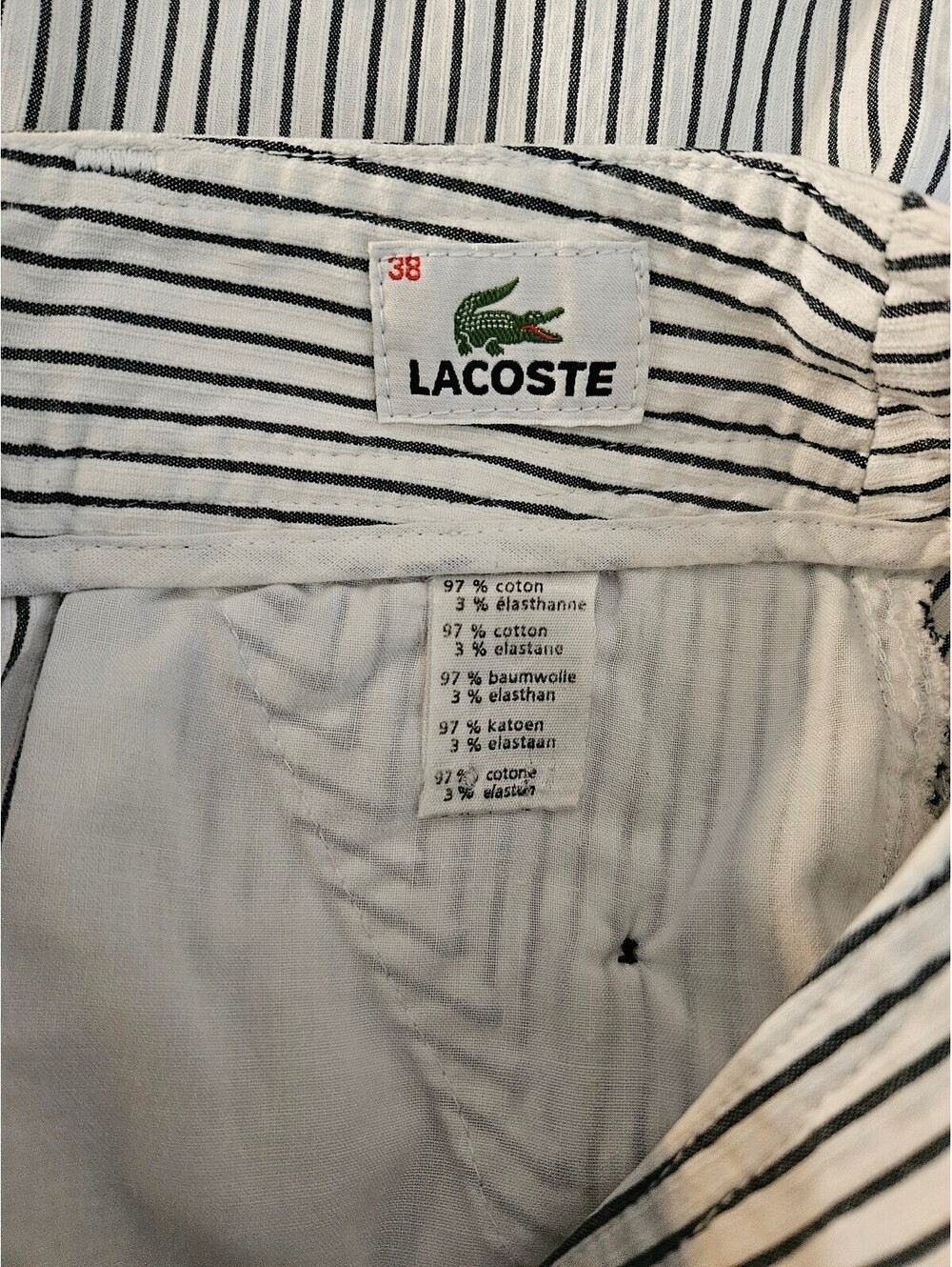 Lacoste Striped Chino Sailor Shorts with Button Detail-Med (28"-30")-Vintage - Picture 6 of 10